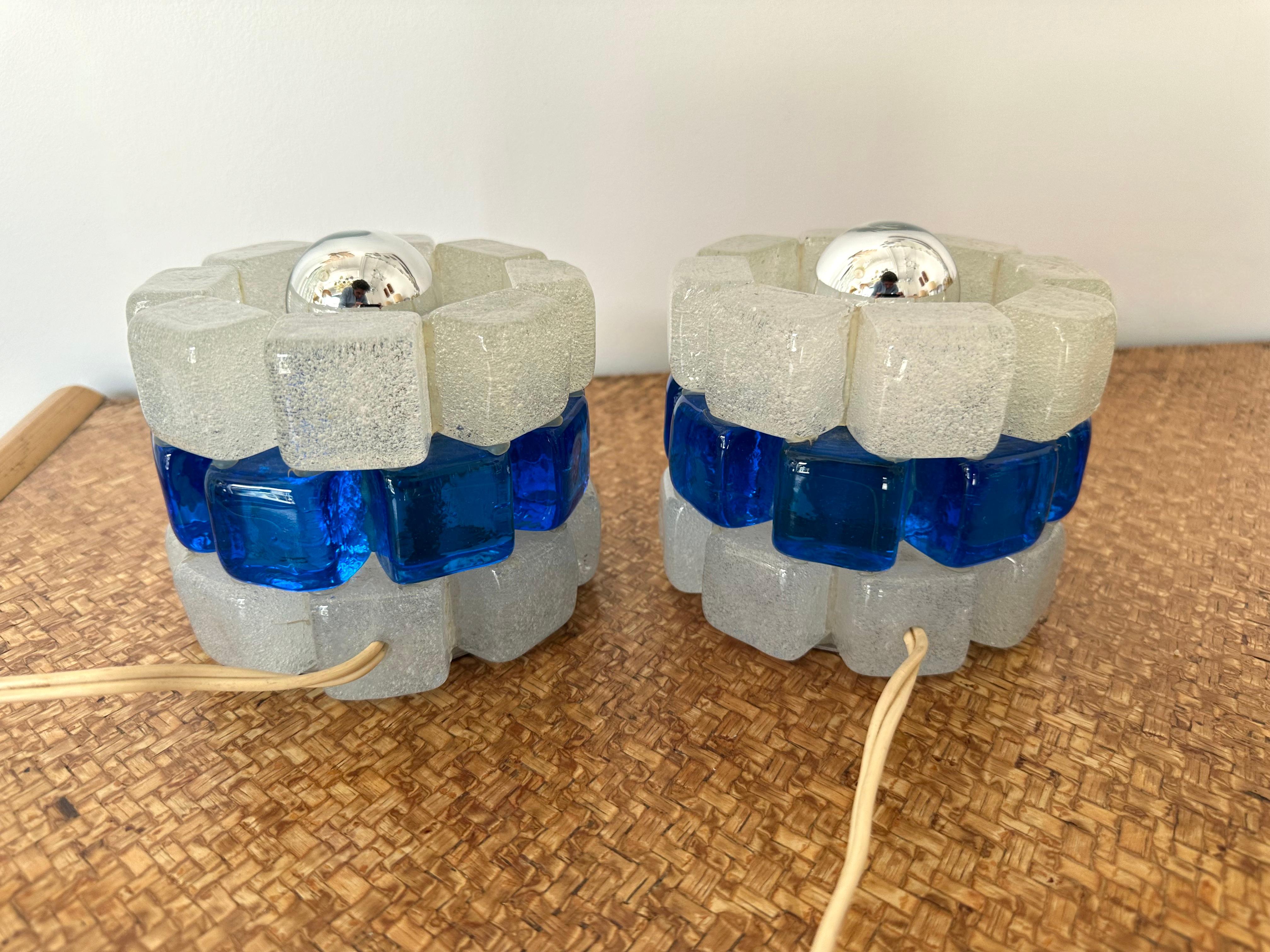 Pair of Round Bubble Glass Lamps by Poliarte, Italy, 1970s For Sale 4