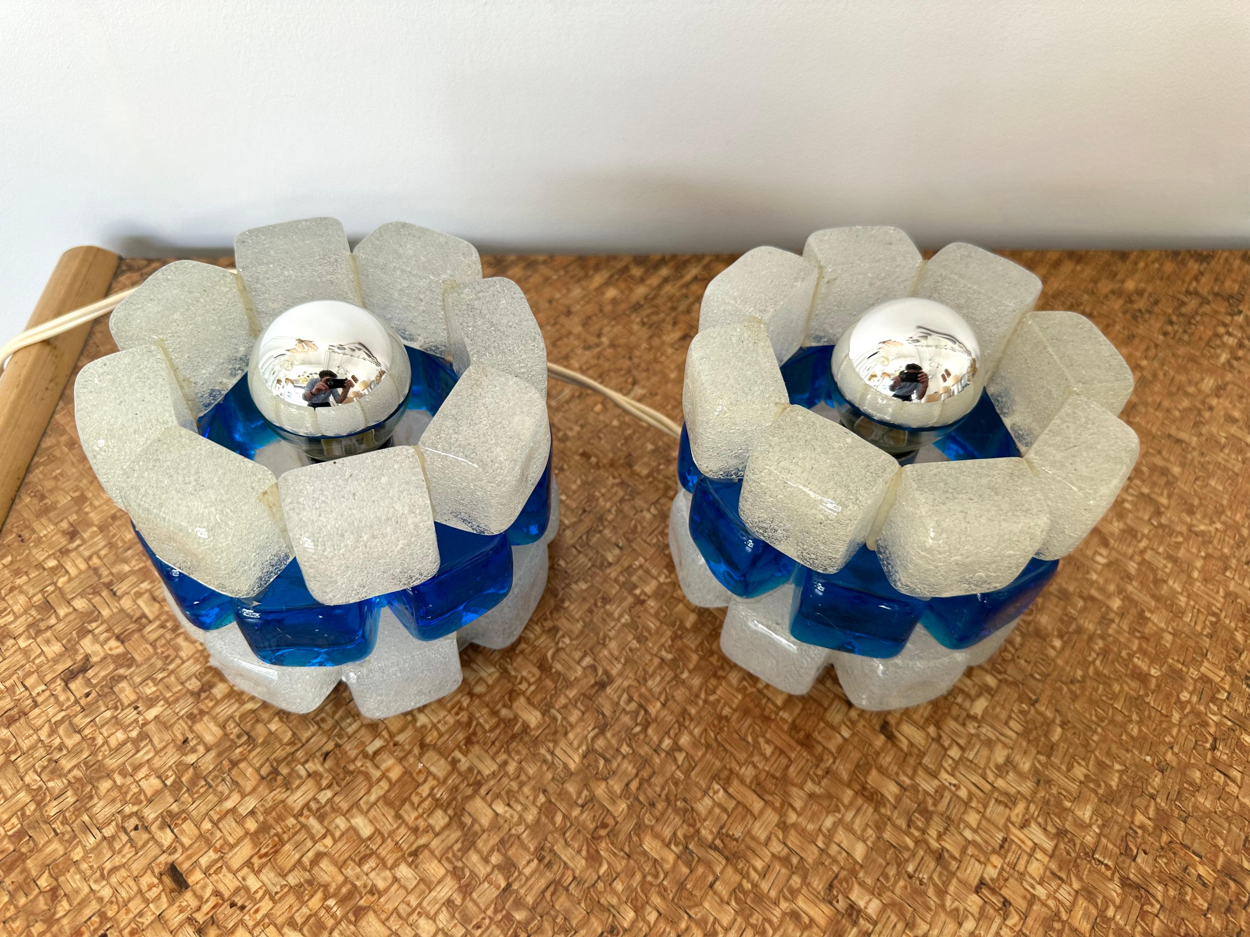 Pair of Round Bubble Glass Lamps by Poliarte, Italy, 1970s For Sale 1