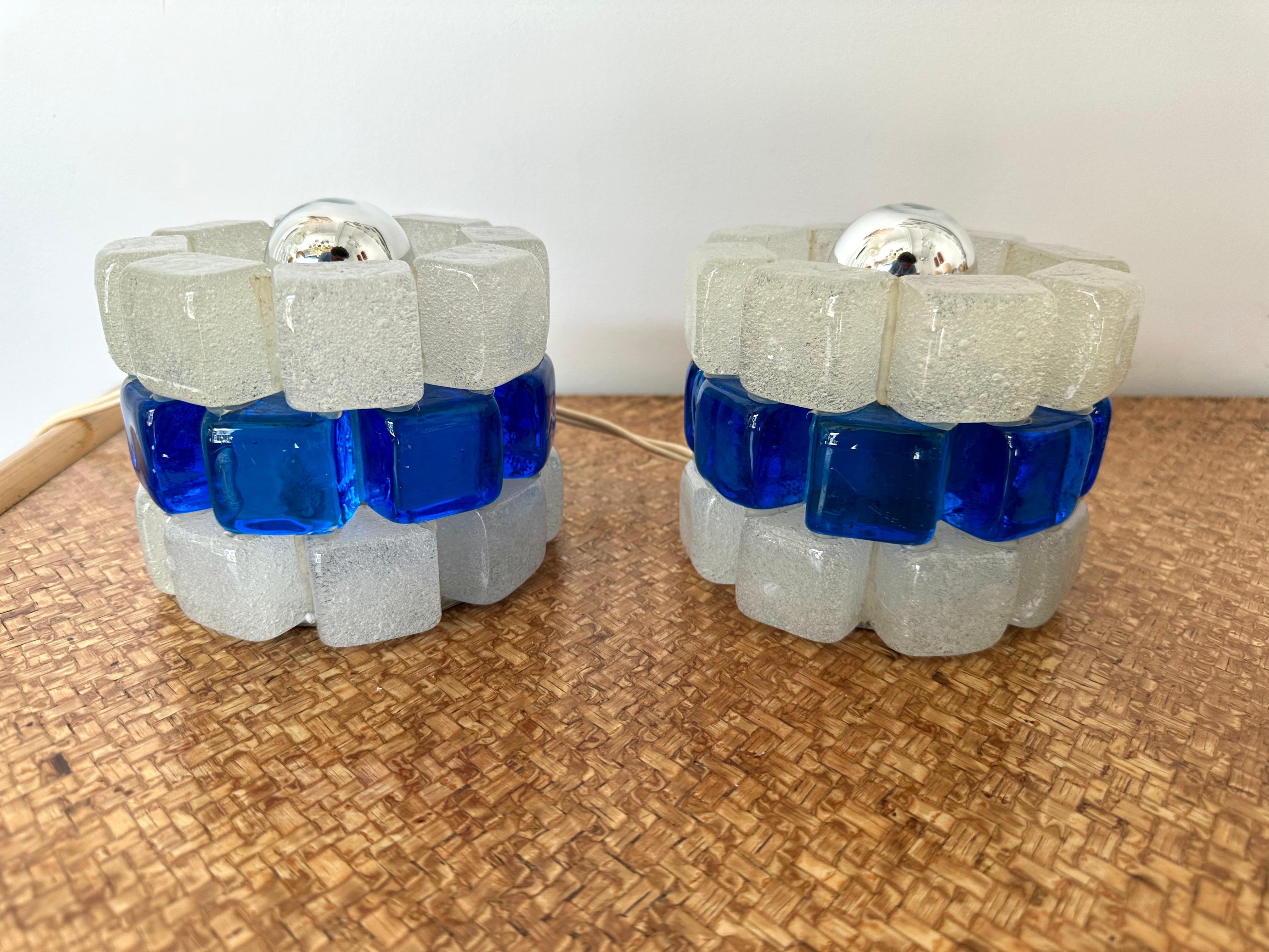 Pair of Round Bubble Glass Lamps by Poliarte, Italy, 1970s For Sale 2