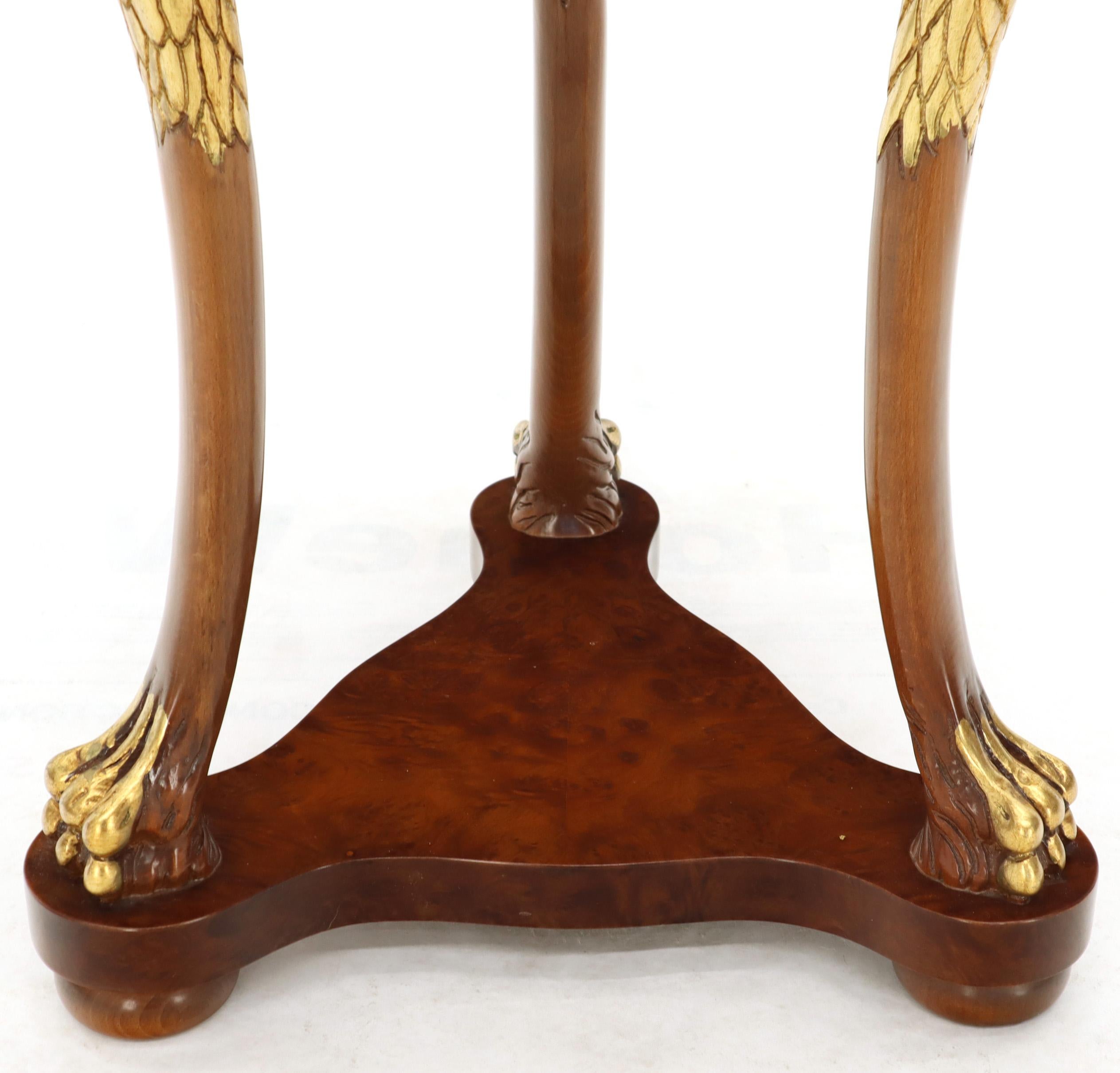 Pair of Round Burl Wood French Empire Gold Gilt Carved Eagles Stands End Tables 7
