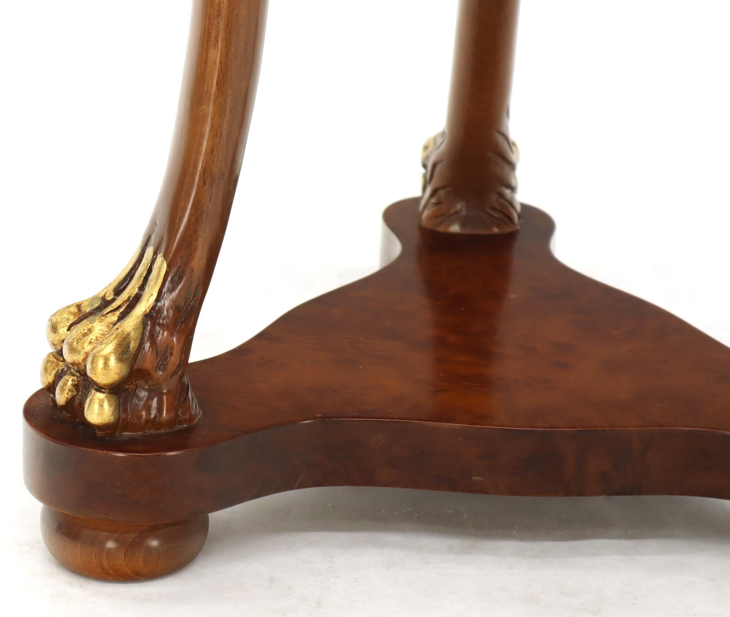 Pair of Round Burl Wood French Empire Gold Gilt Carved Eagles Stands End Tables 8