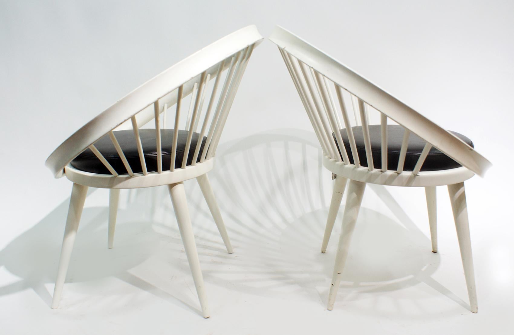 Scandinavian Modern Pair of Round Chair by Yngve Ekstrom, 1960 For Sale
