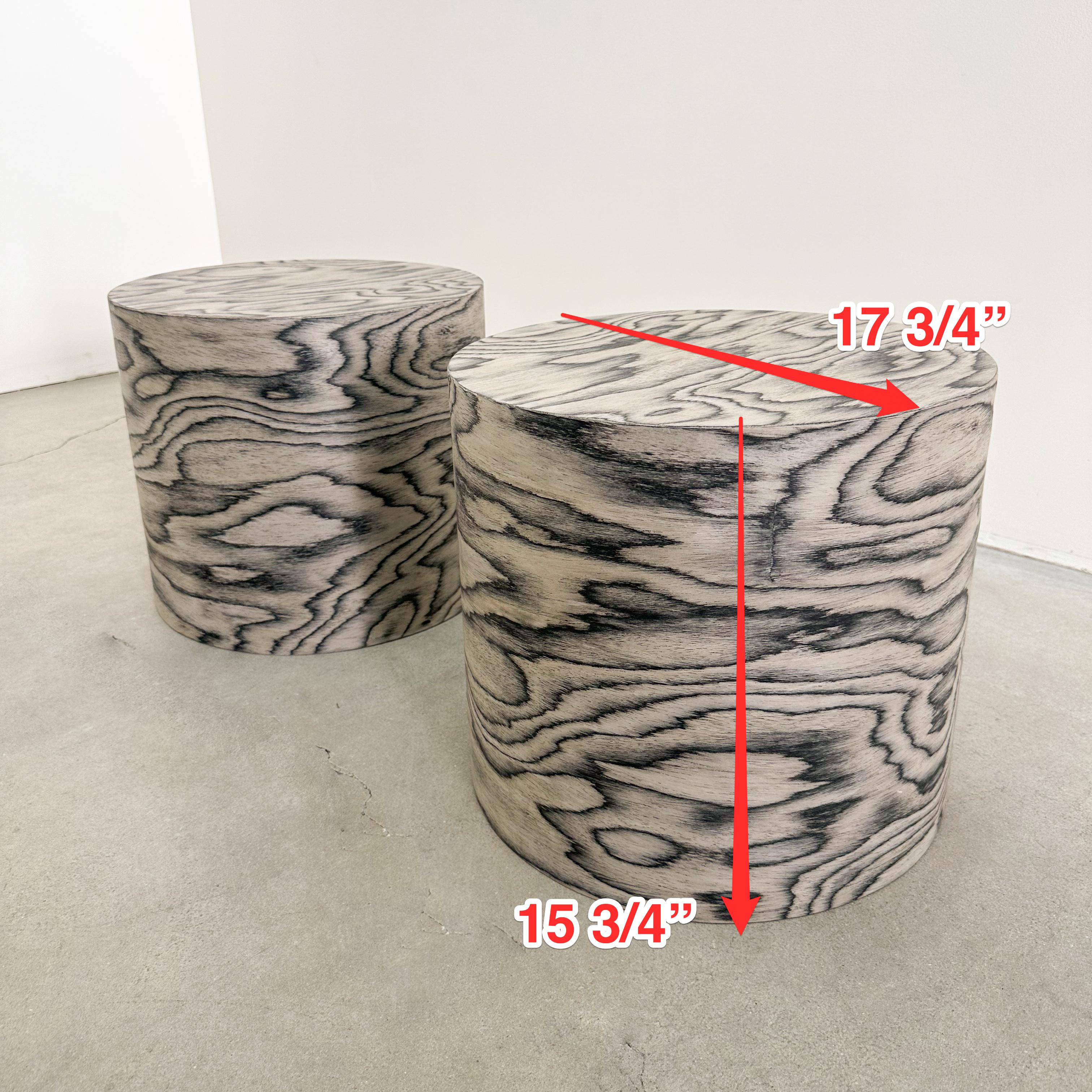 Pair of Round Cocktail Table Ettore Sottsass Veneer Side Table Postmodern 4