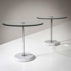Pair of round Coffee Tables with Glass Tops, Italy, 20th Century