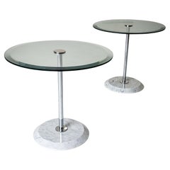 Pair of round Coffee Tables with Glass Tops, Italy, 20th Century