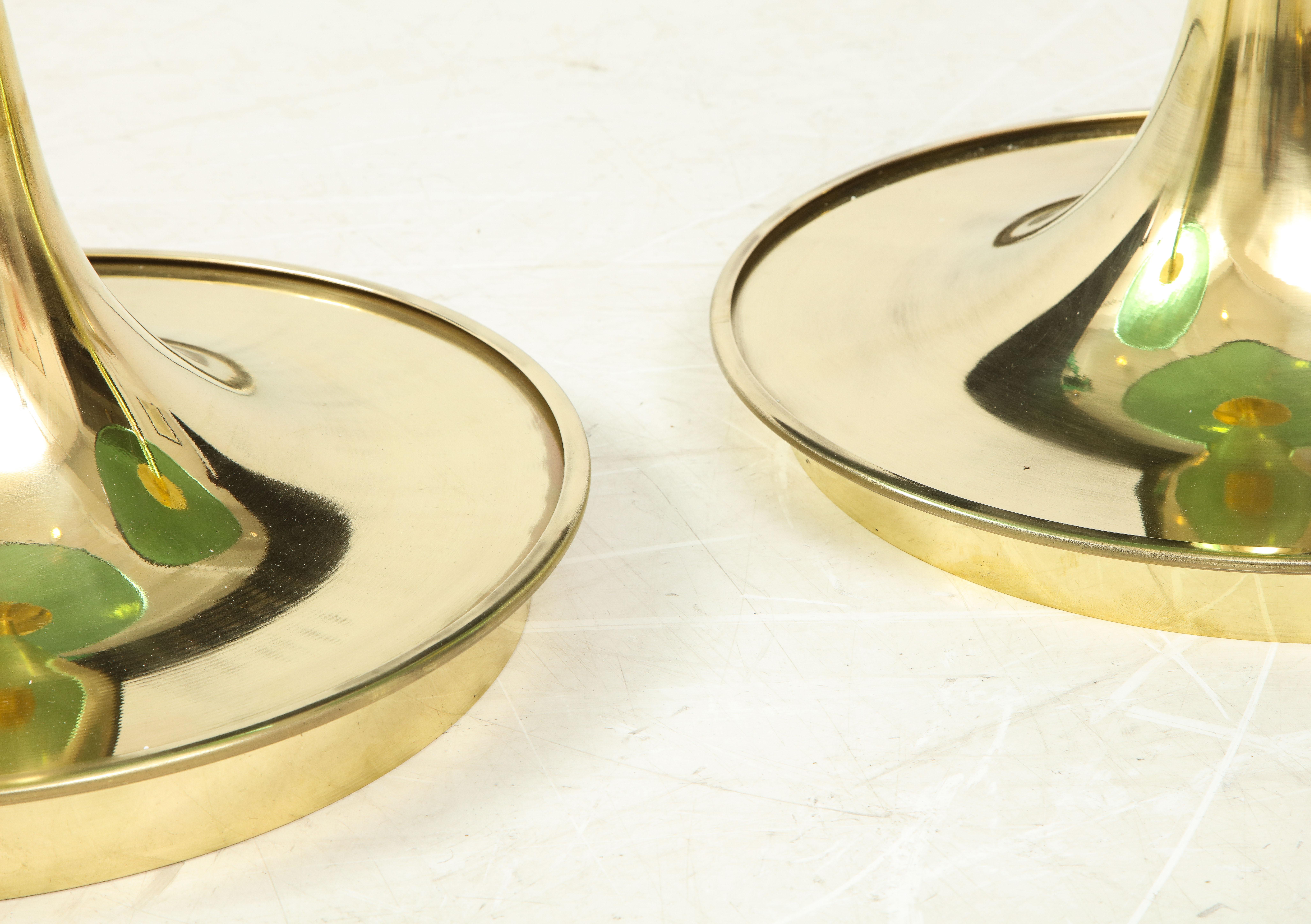 Pair of Round Emerald Green Murano Glass and Brass Martini Tables, Italy, 2021 1