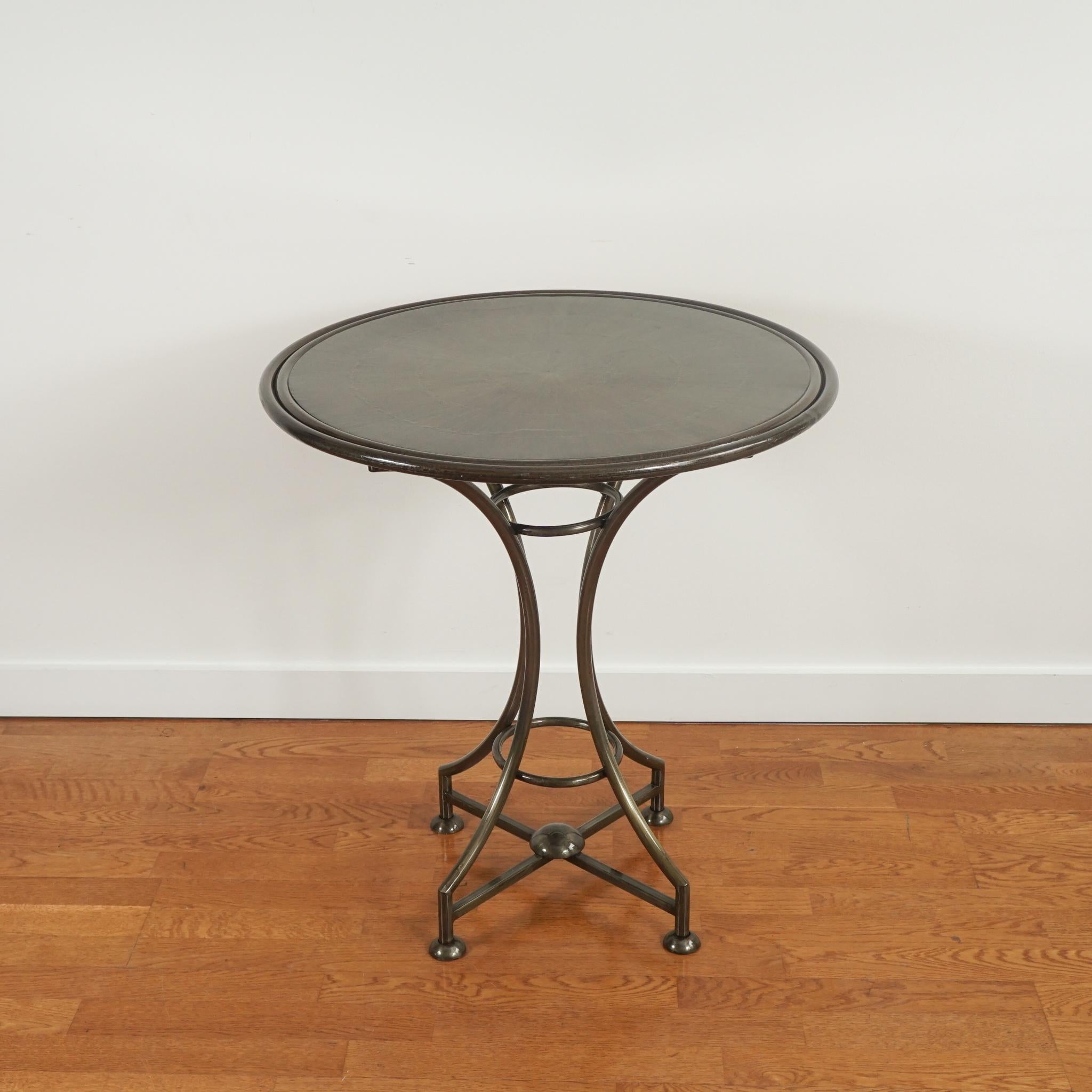 Machine-Made Pair of Round Faux Iron Accent Tables For Sale