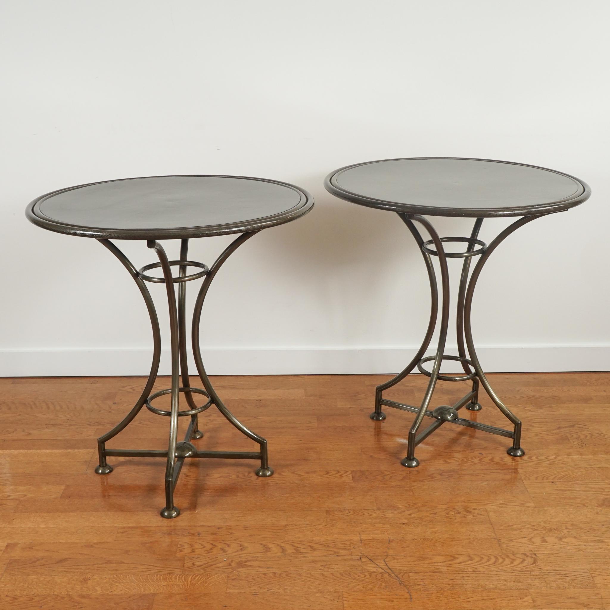19th Century Pair of Round Faux Iron Accent Tables For Sale