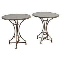 Antique Pair of Round Faux Iron Accent Tables