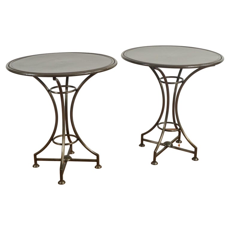 Pair of Round Faux Iron Accent Tables For Sale at 1stDibs