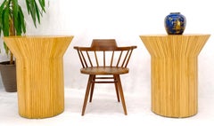 Pair of Round Funnel Shape Pencil Reed Dining Table Bases Pedestals Stands