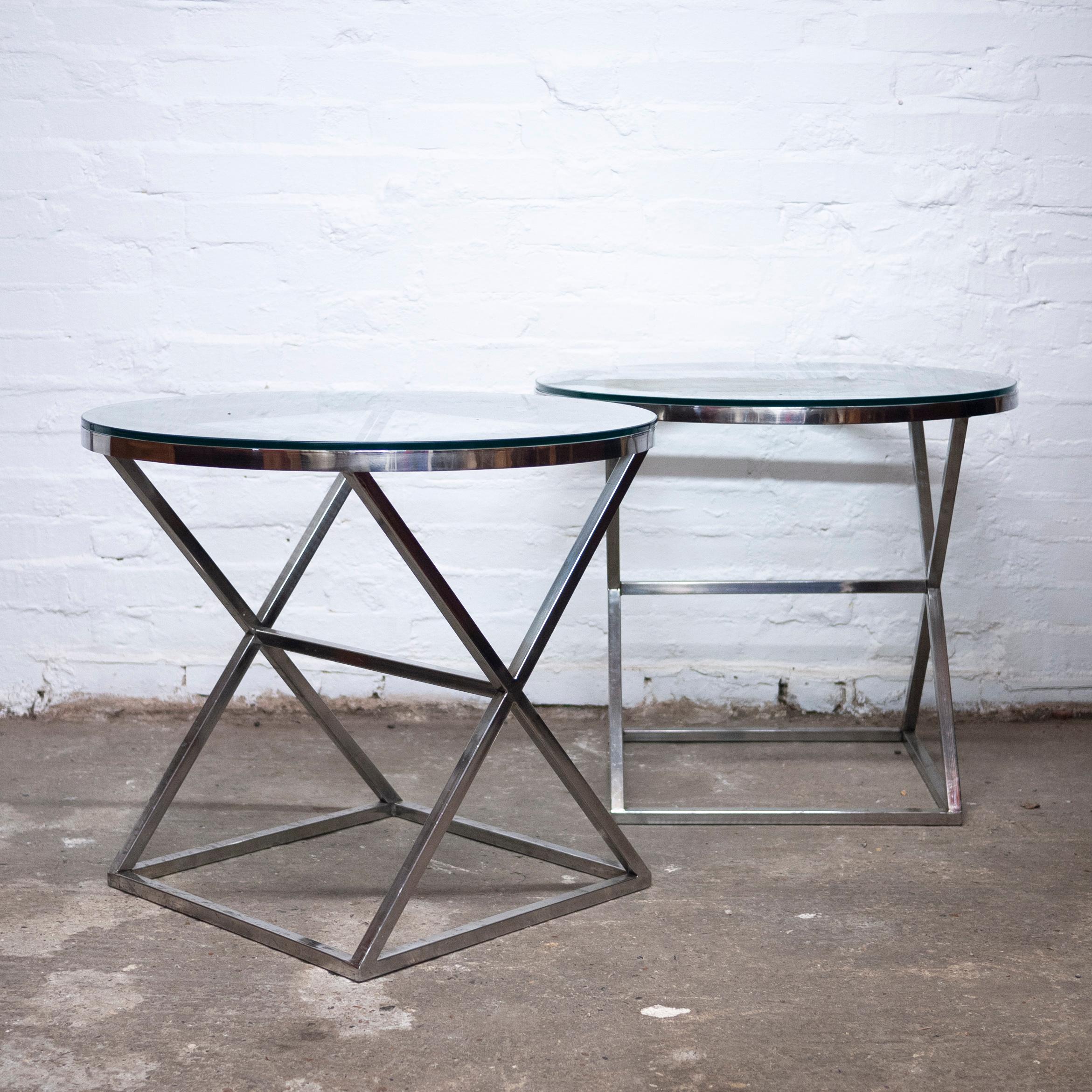 Pair of Round Glass and Chrome Side Tables by Casa Padrino, 1990s, Set of 2 For Sale 6