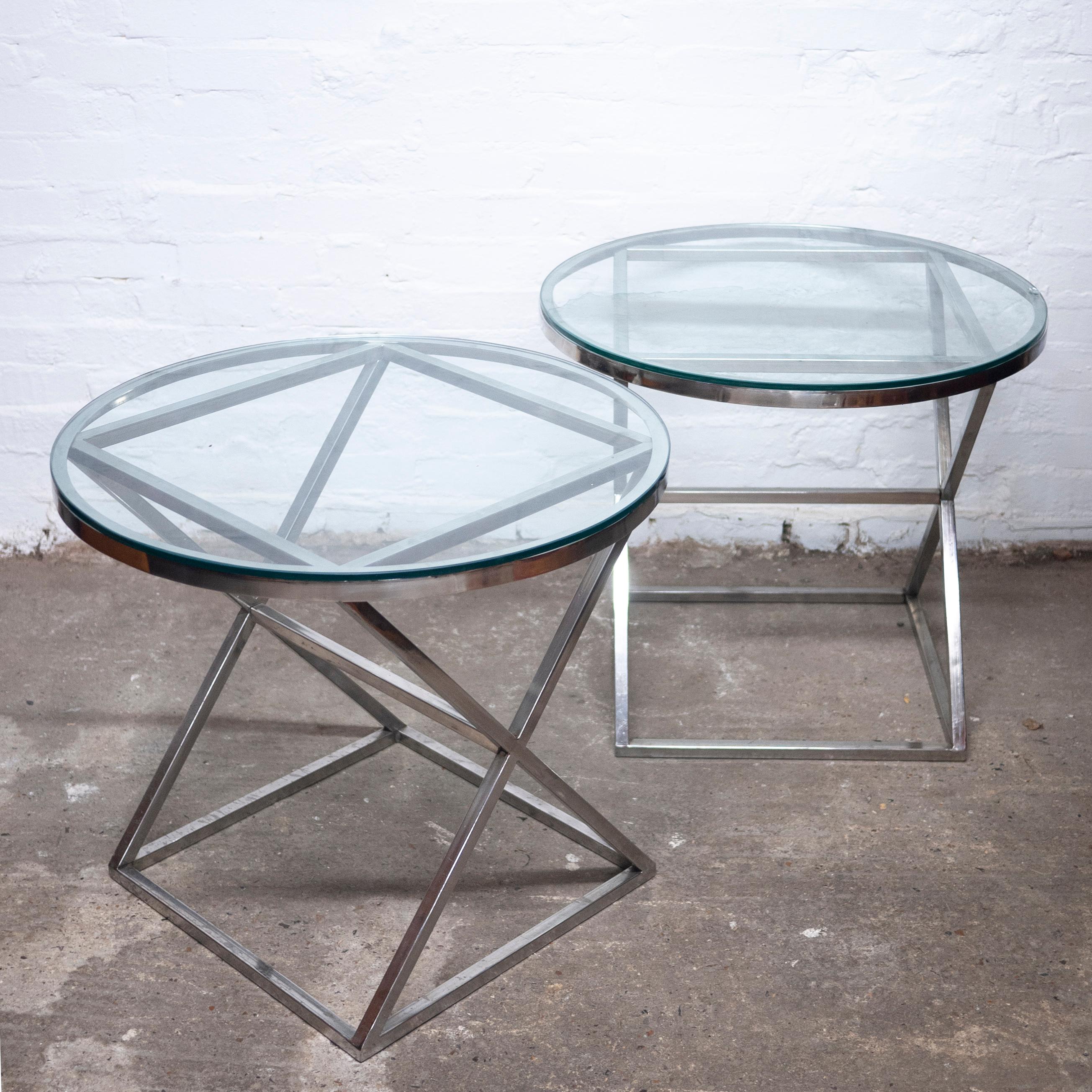Pair of Round Glass and Chrome Side Tables by Casa Padrino, 1990s, Set of 2 For Sale 7