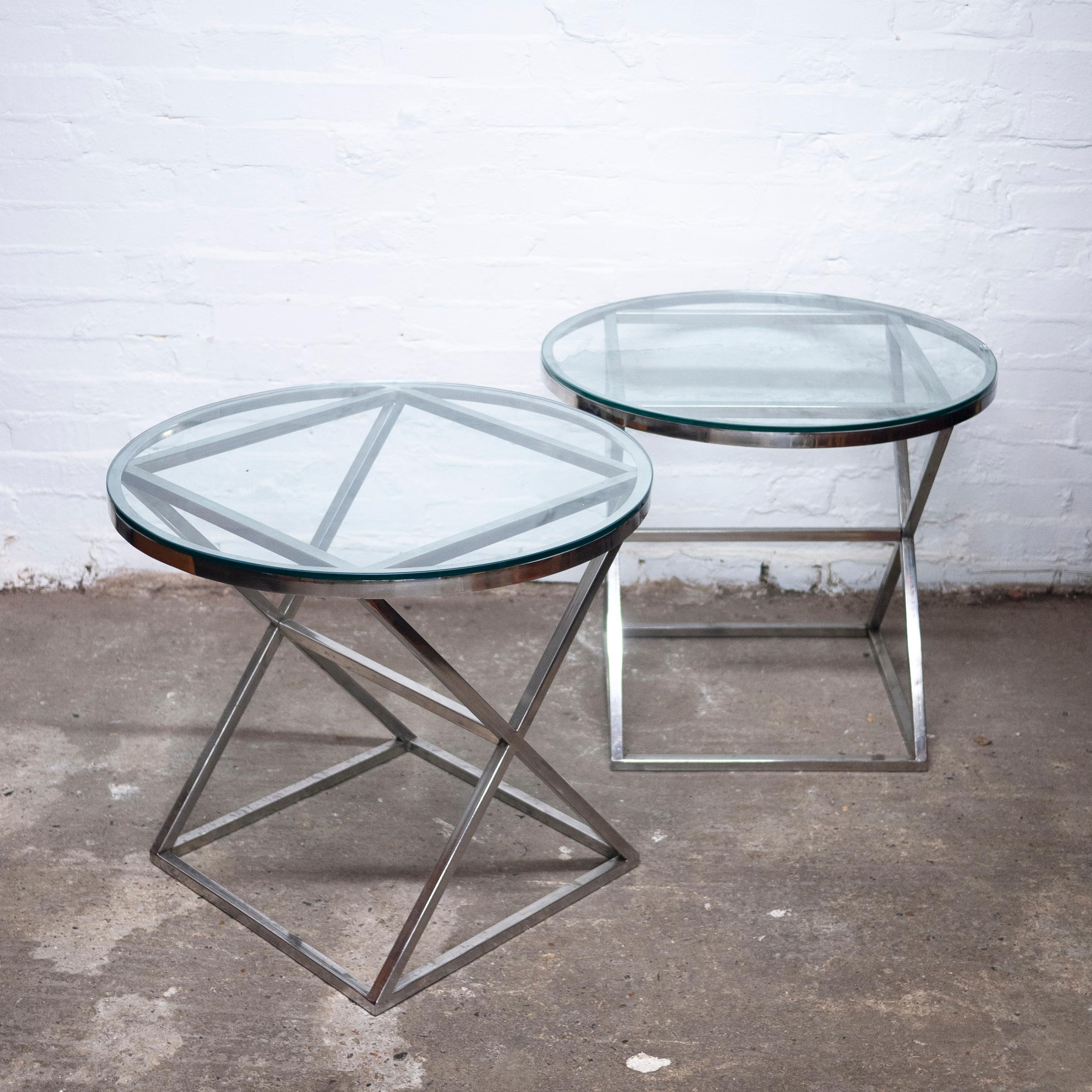 Pair of Round Glass and Chrome Side Tables by Casa Padrino, 1990s, Set of 2 For Sale 8