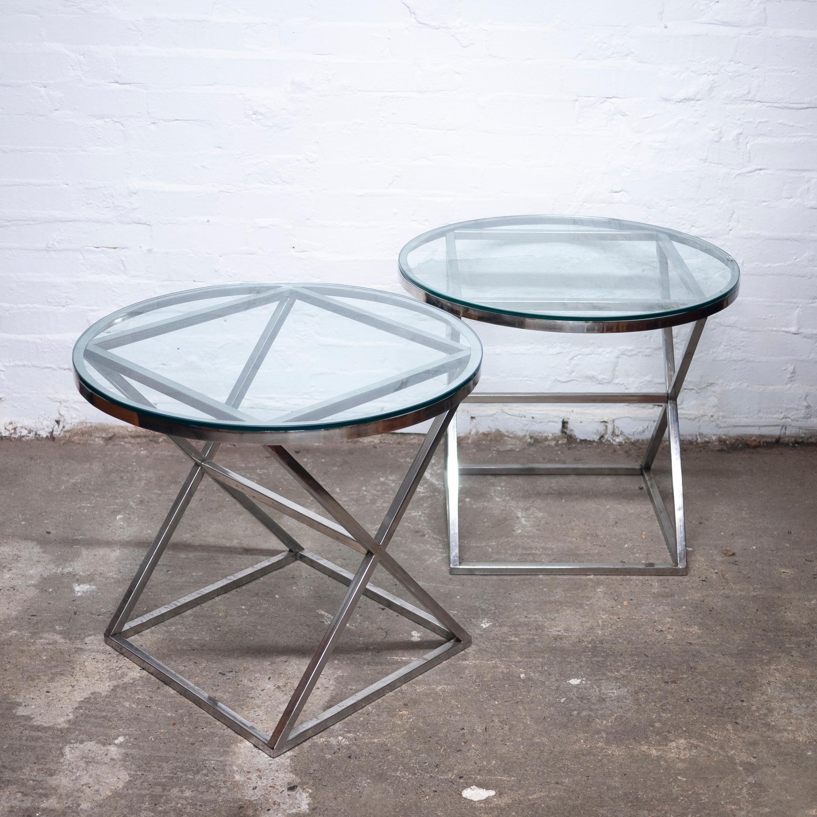 Pair of Round Glass and Chrome Side Tables by Casa Padrino, 1990s, Set of 2 For Sale 9
