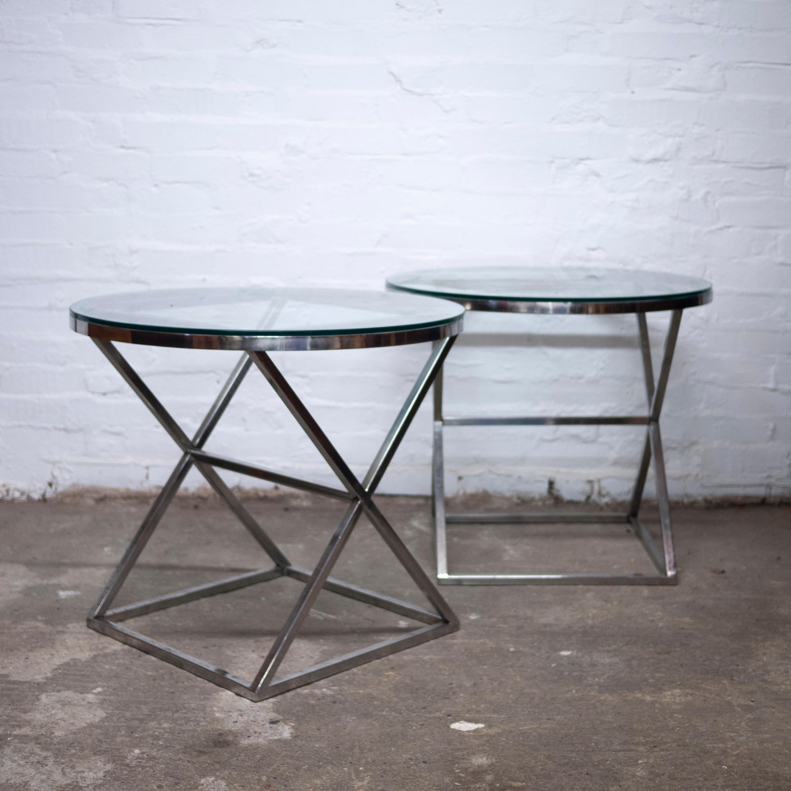 Pair of Round Glass and Chrome Side Tables by Casa Padrino, 1990s, Set of 2 For Sale 10