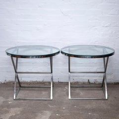 Pair of Round Glass and Chrome Side Tables by Casa Padrino, 1990s, Set of 2