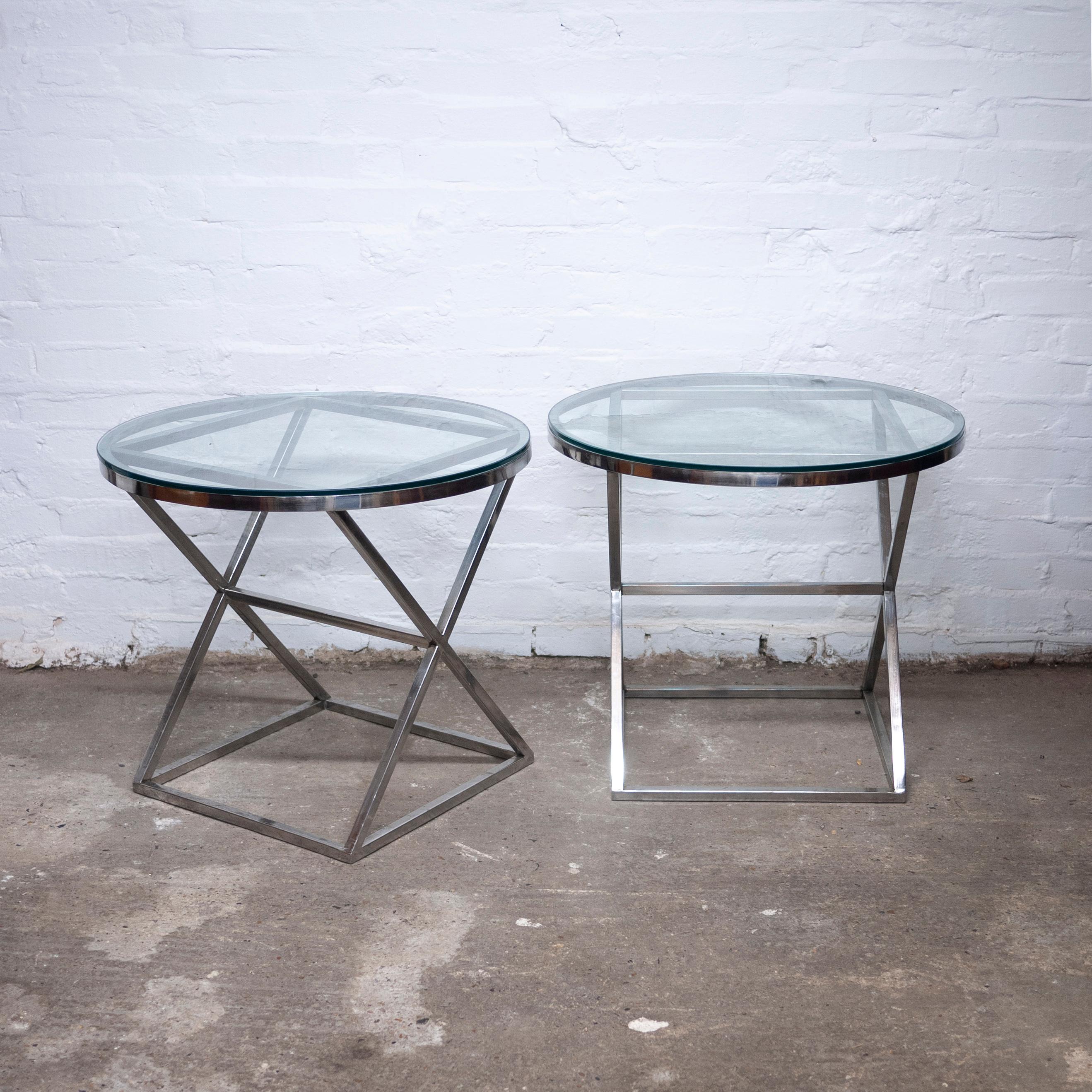 Pair of Round Glass and Chrome Side Tables by Casa Padrino, 1990s, Set of 2 For Sale 2