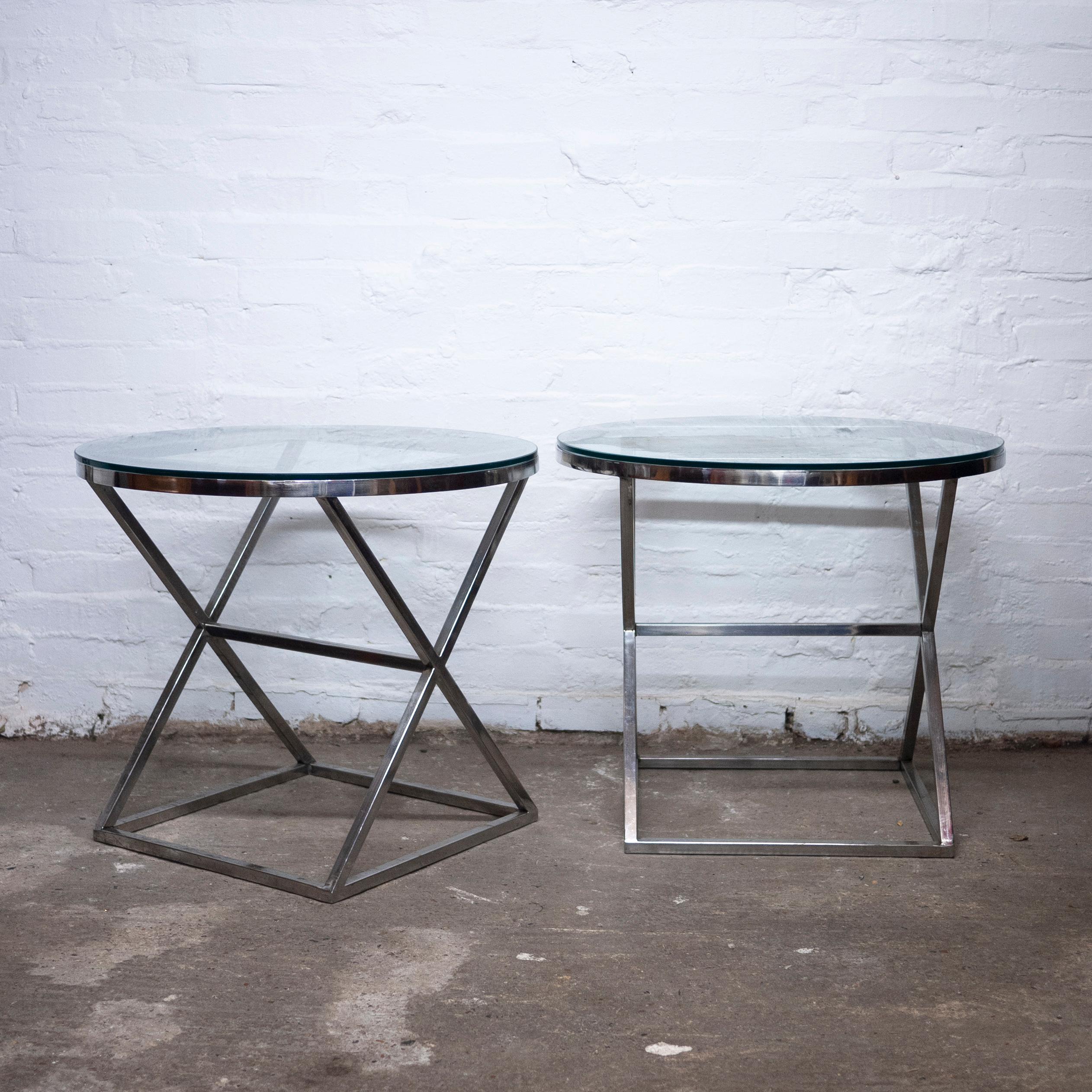 Pair of Round Glass and Chrome Side Tables by Casa Padrino, 1990s, Set of 2 For Sale 3