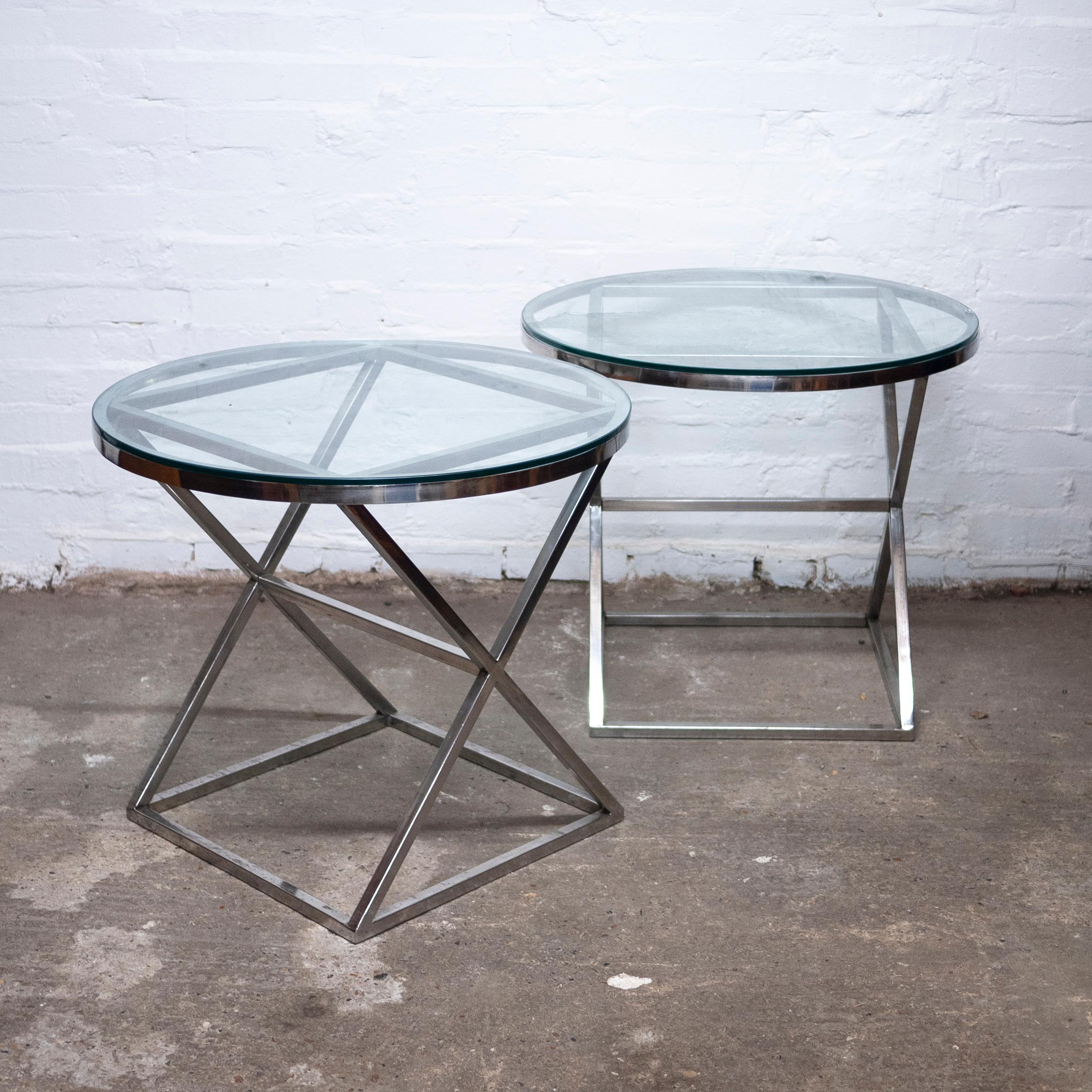 Pair of Round Glass and Chrome Side Tables by Casa Padrino, 1990s, Set of 2 For Sale 4