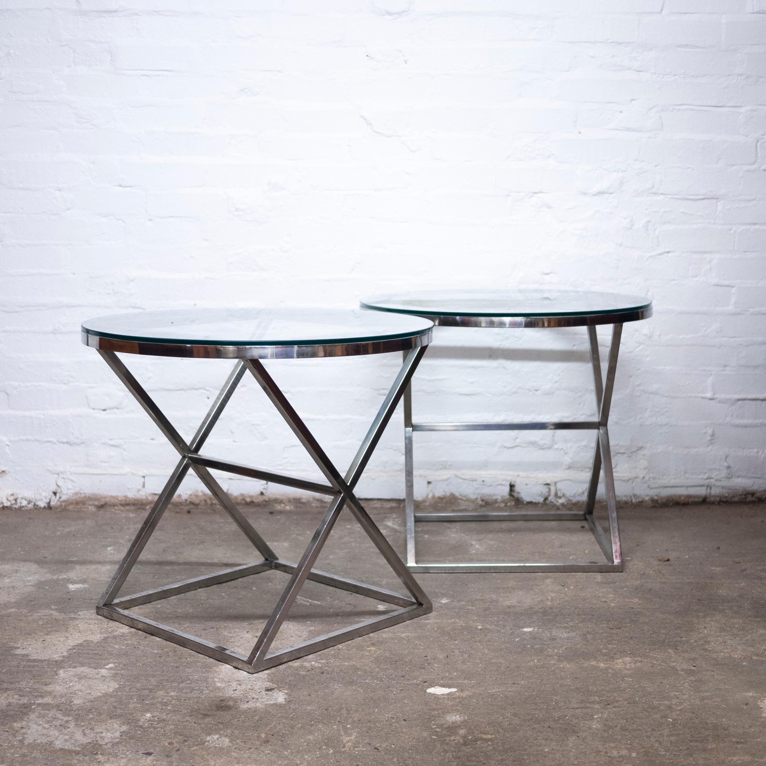 Pair of Round Glass and Chrome Side Tables by Casa Padrino, 1990s, Set of 2 For Sale 5