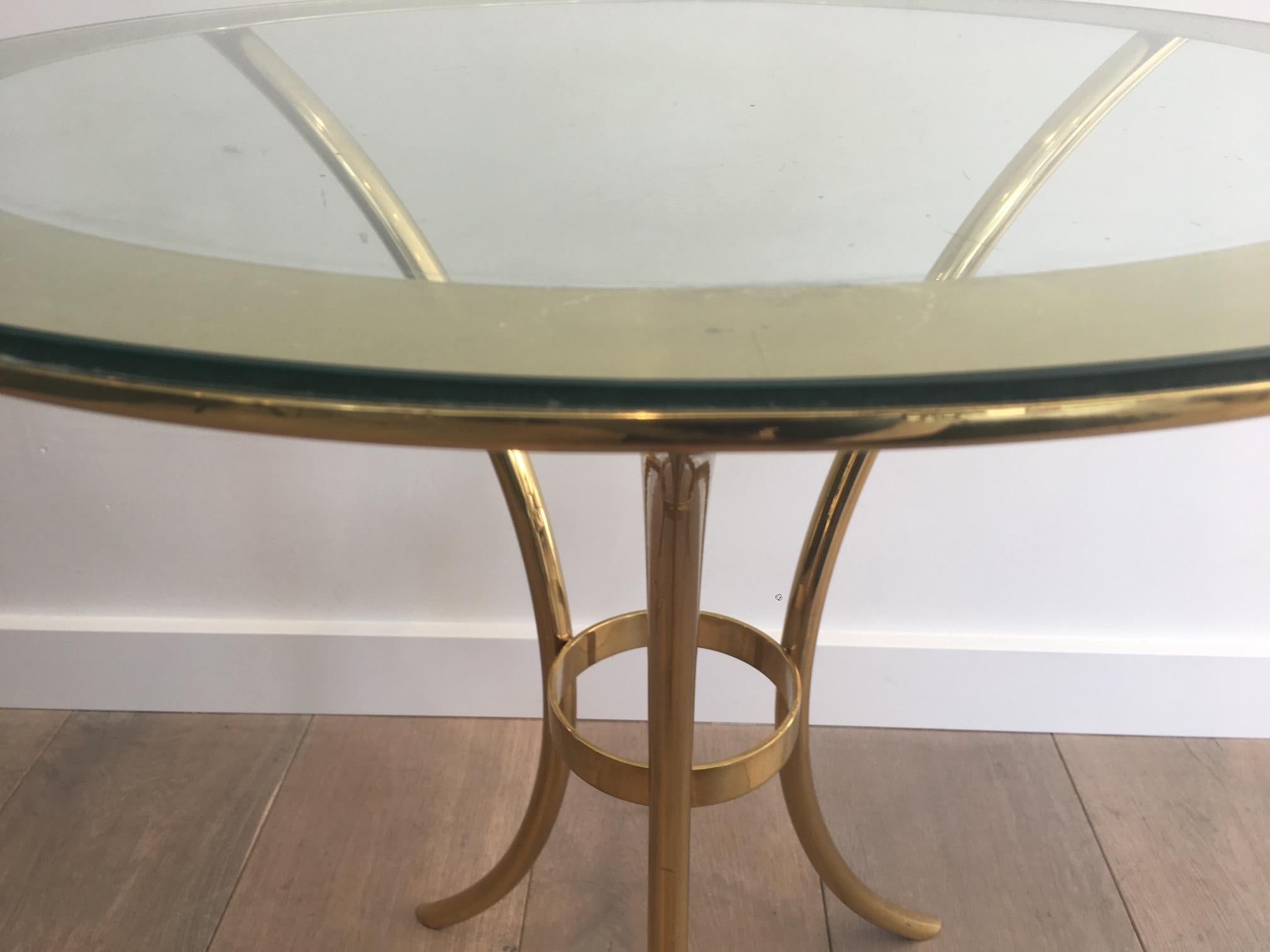Pair of Round Gold Gilt Brass Side Tables, circa 1970 For Sale 5