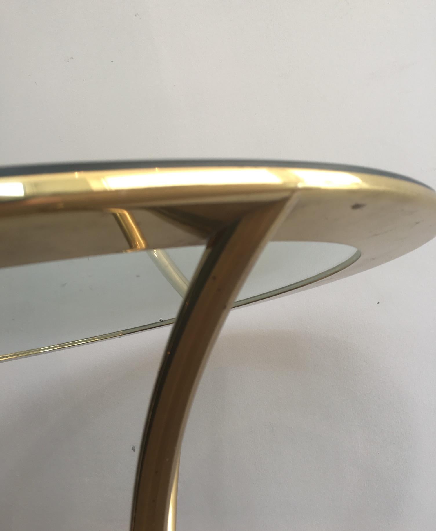 Pair of Round Gold Gilt Brass Side Tables, circa 1970 For Sale 8