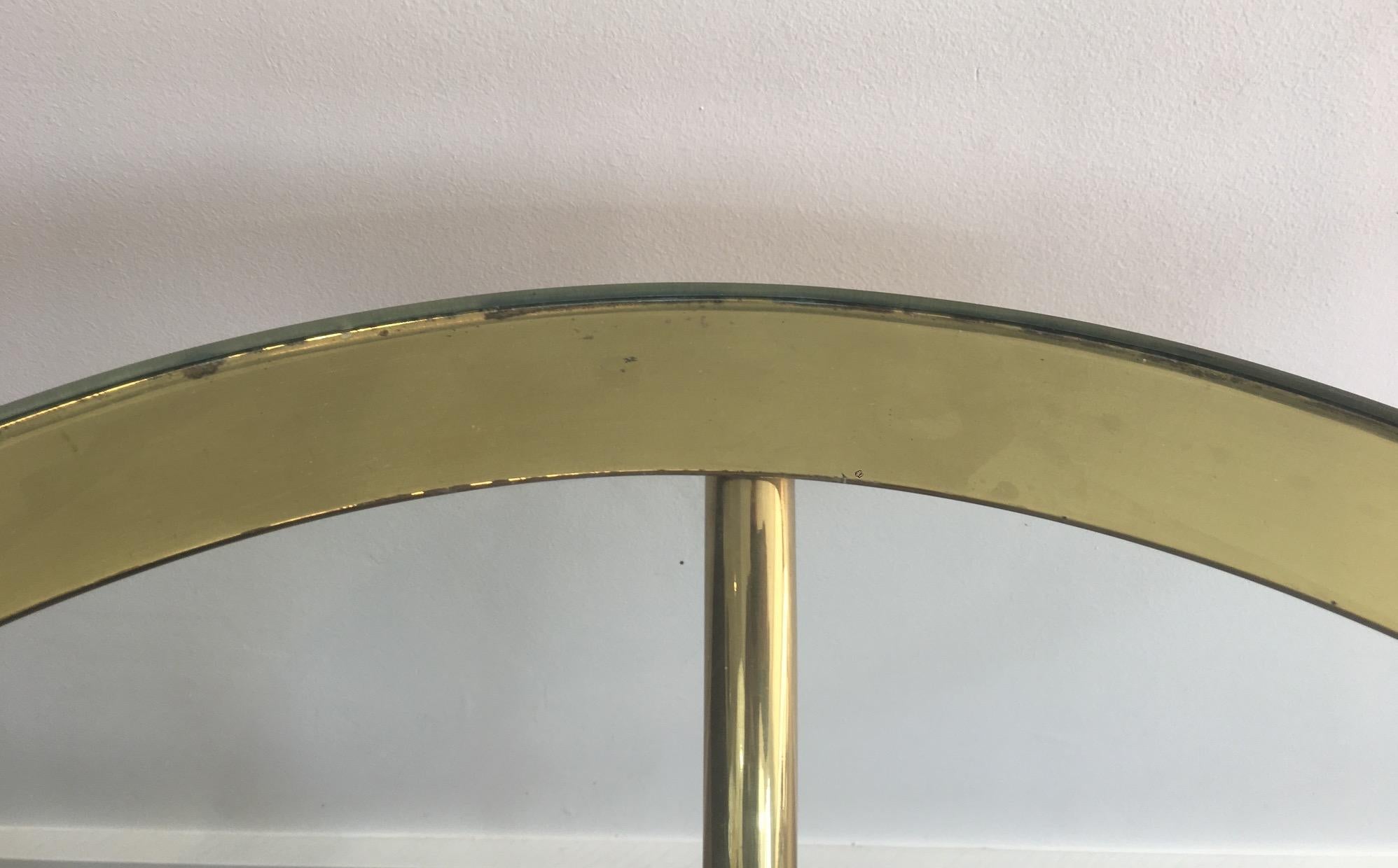 Pair of Round Gold Gilt Brass Side Tables, circa 1970 For Sale 2