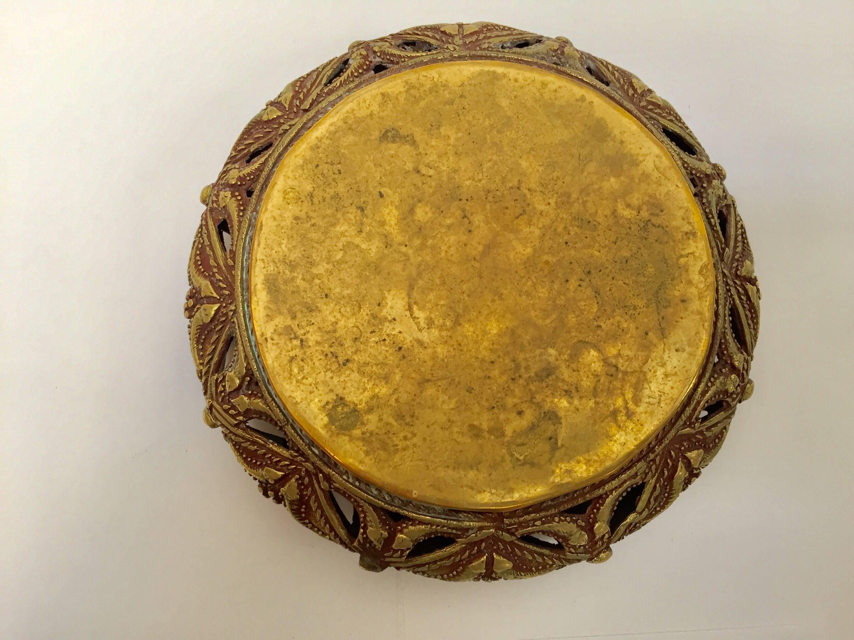 Pair of Round Handcrafted Brass Ashtrays For Sale 2