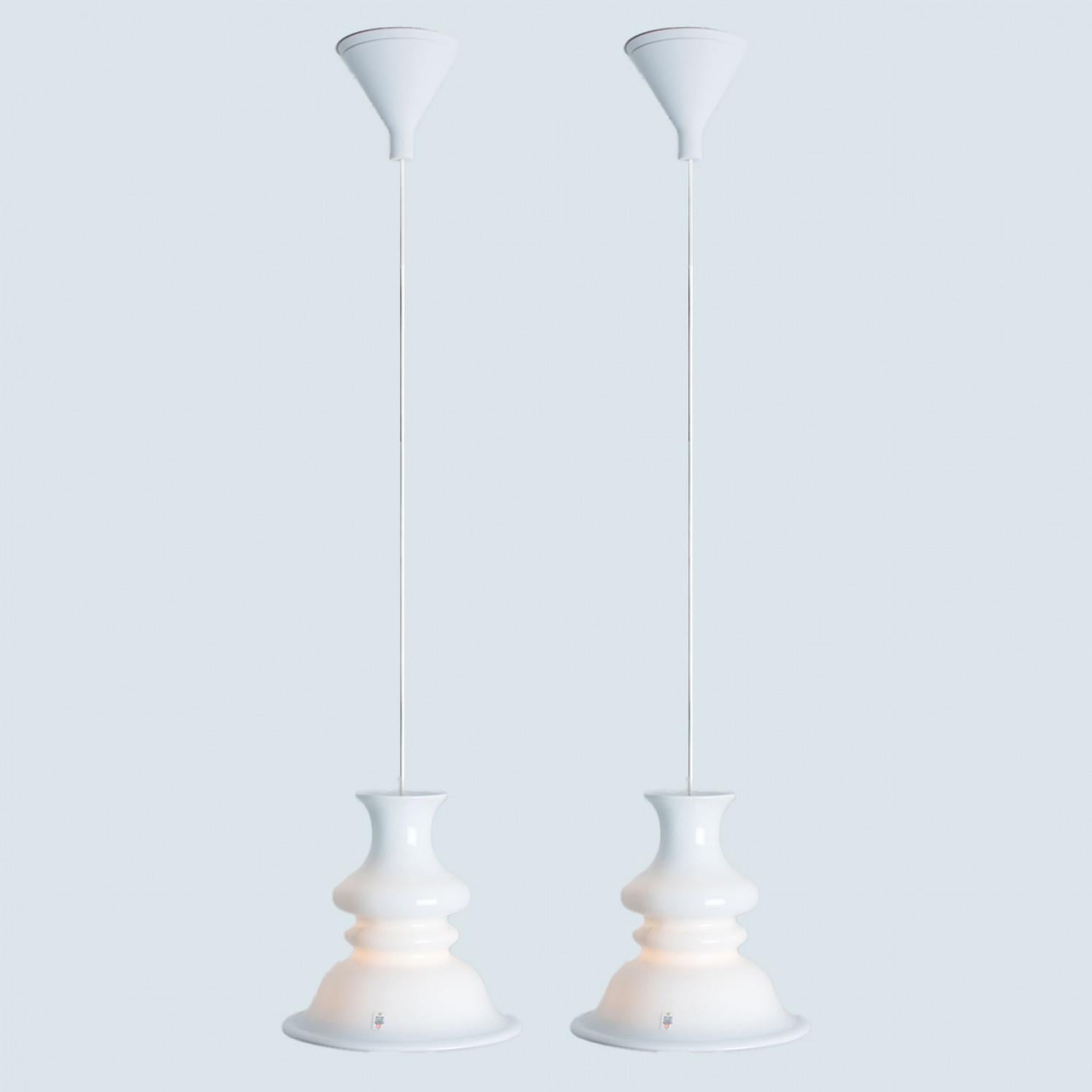 Pair of Round Holmegaard Etude Hanging Lamps by Michael Bang, 1970 For Sale 10
