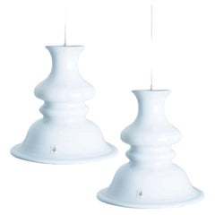 Pair of Round Holmegaard Etude Hanging Lamps by Michael Bang, 1970