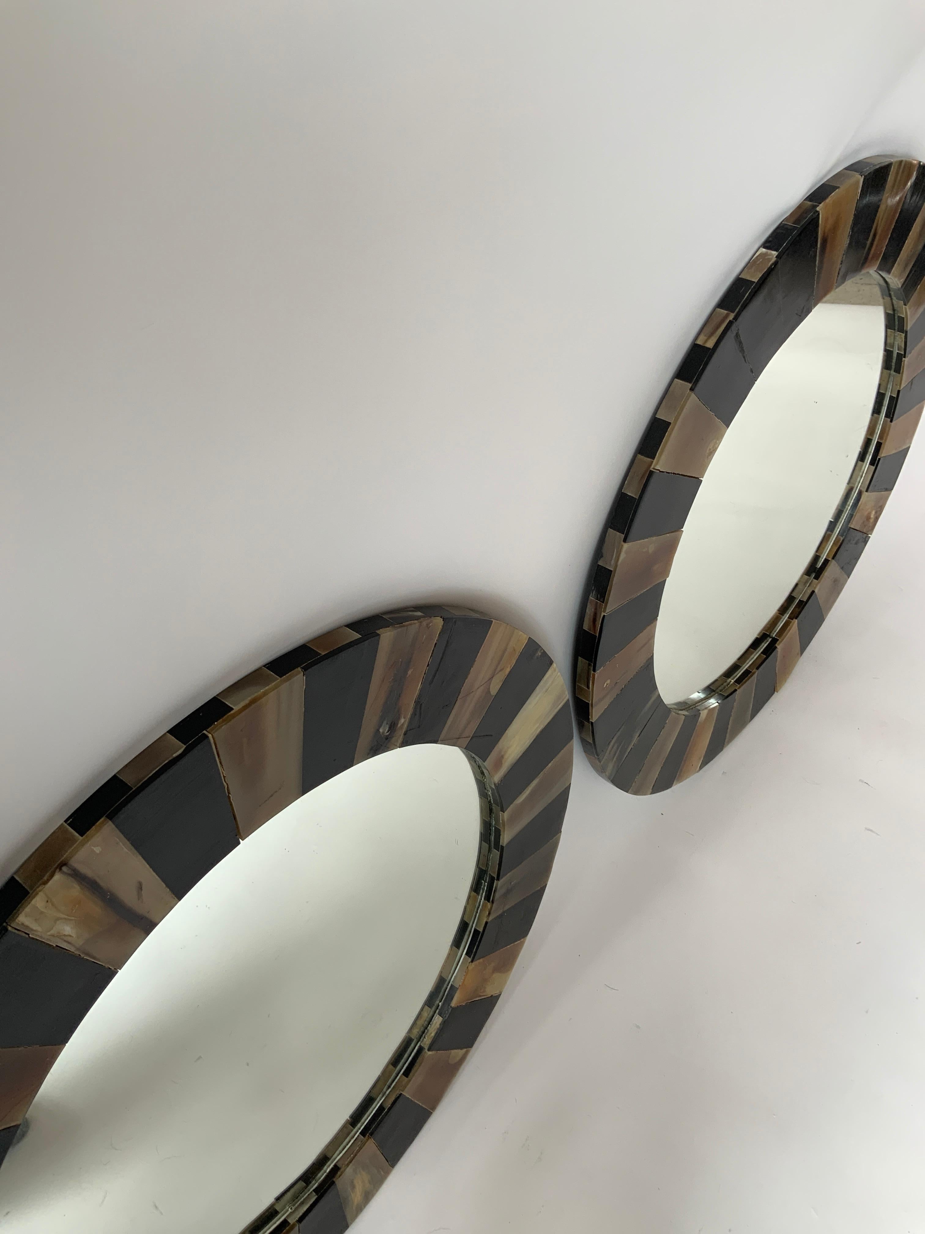 Pair of Round Horn Mirrors 1