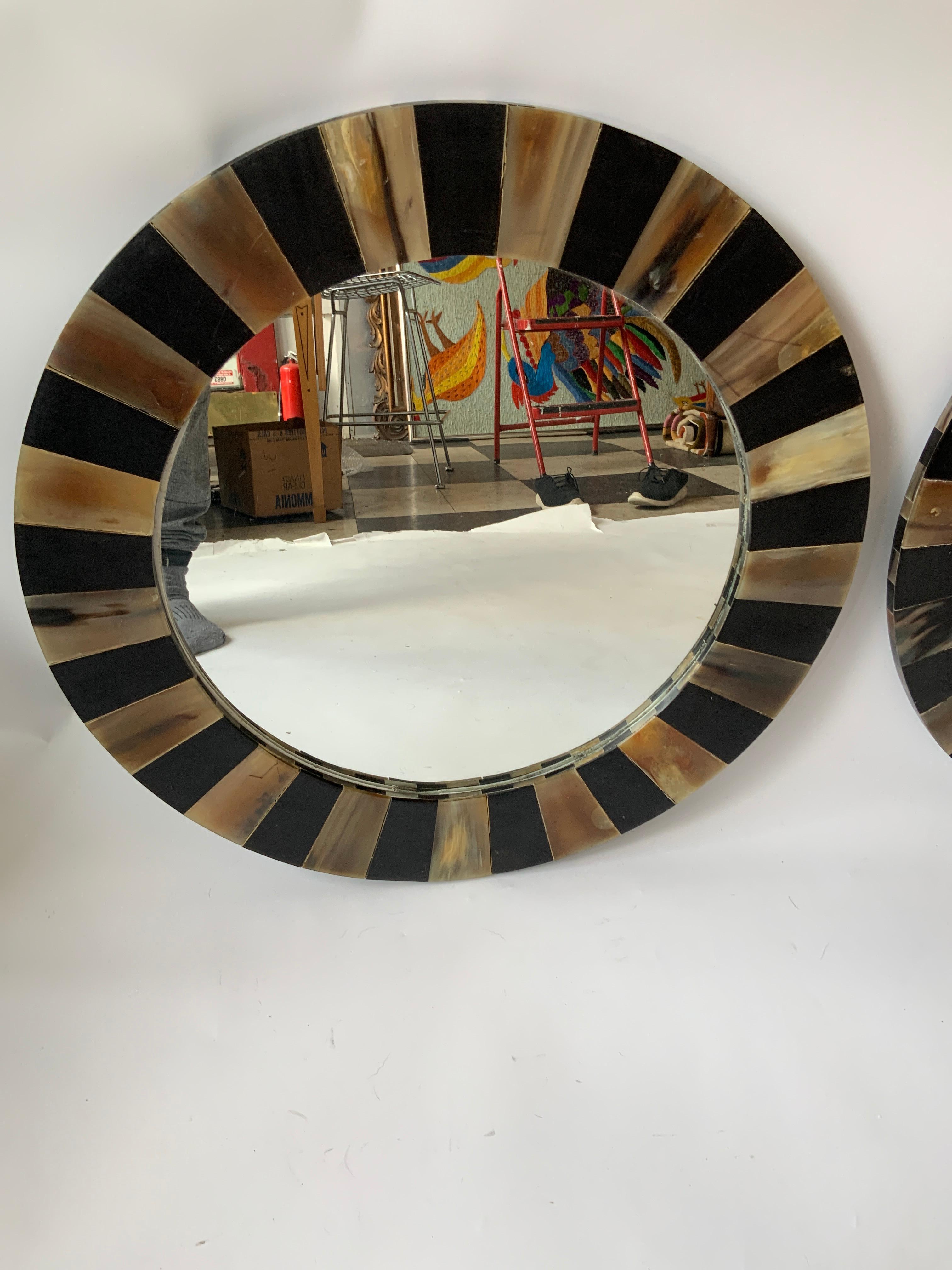 Pair of Round Horn Mirrors 3