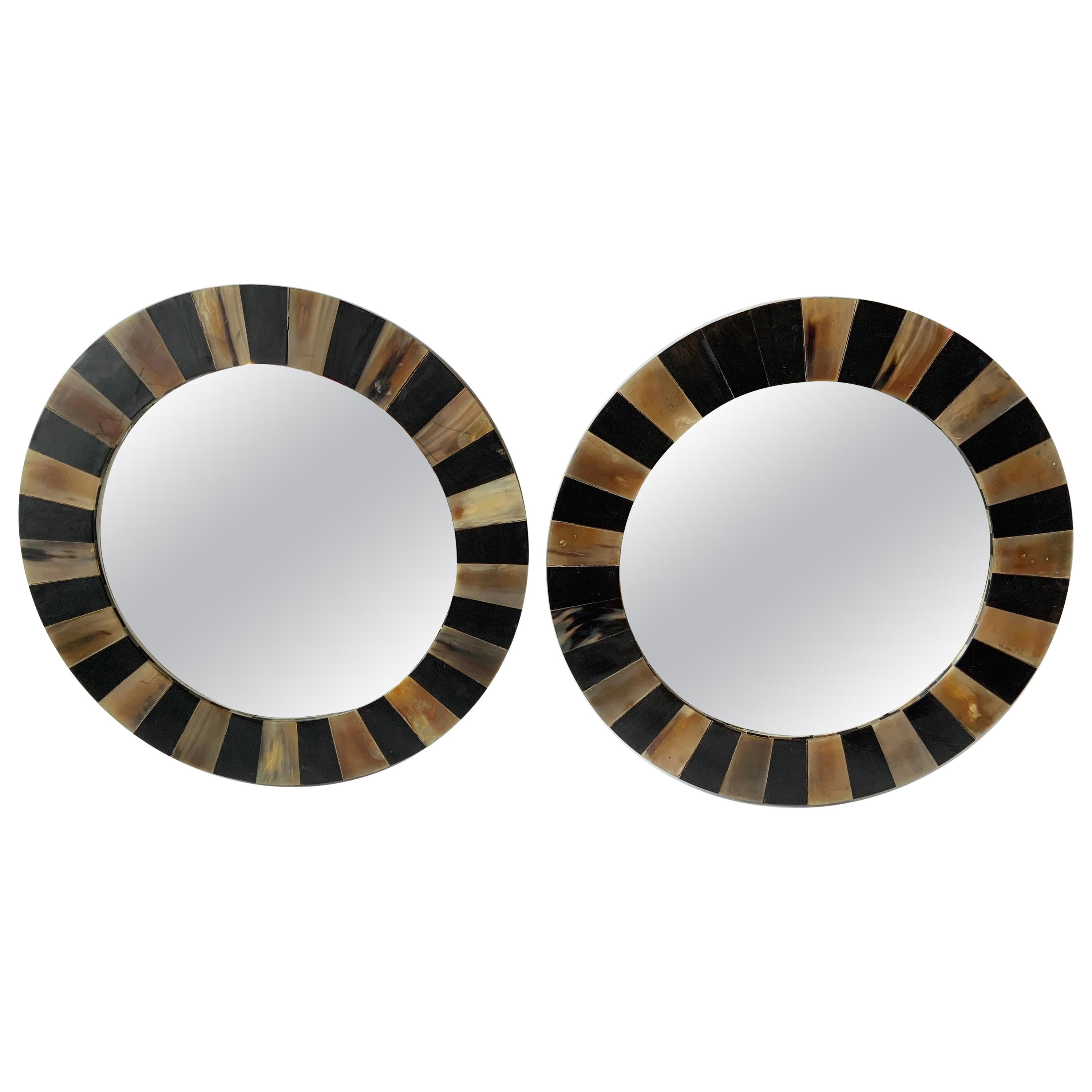 Pair of Round Horn Mirrors