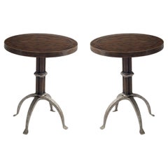 Pair of Round Industrial End Tables