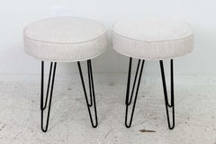 Pair of Round Midcentury Style Hairpin Benches Or Stools
