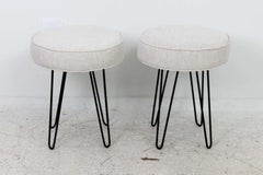 Pair of Round Midcentury Style Hairpin Benches Or Stools
