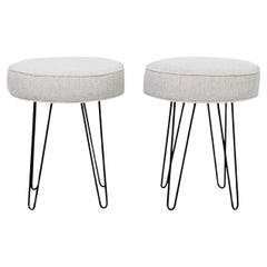 Coppia di panche o sgabelli rotondi a forcella in stile Midcentury
