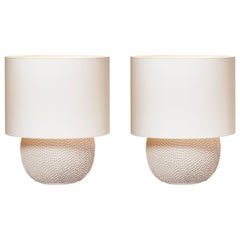Pair of Round Modern Ceramic Table Lamps