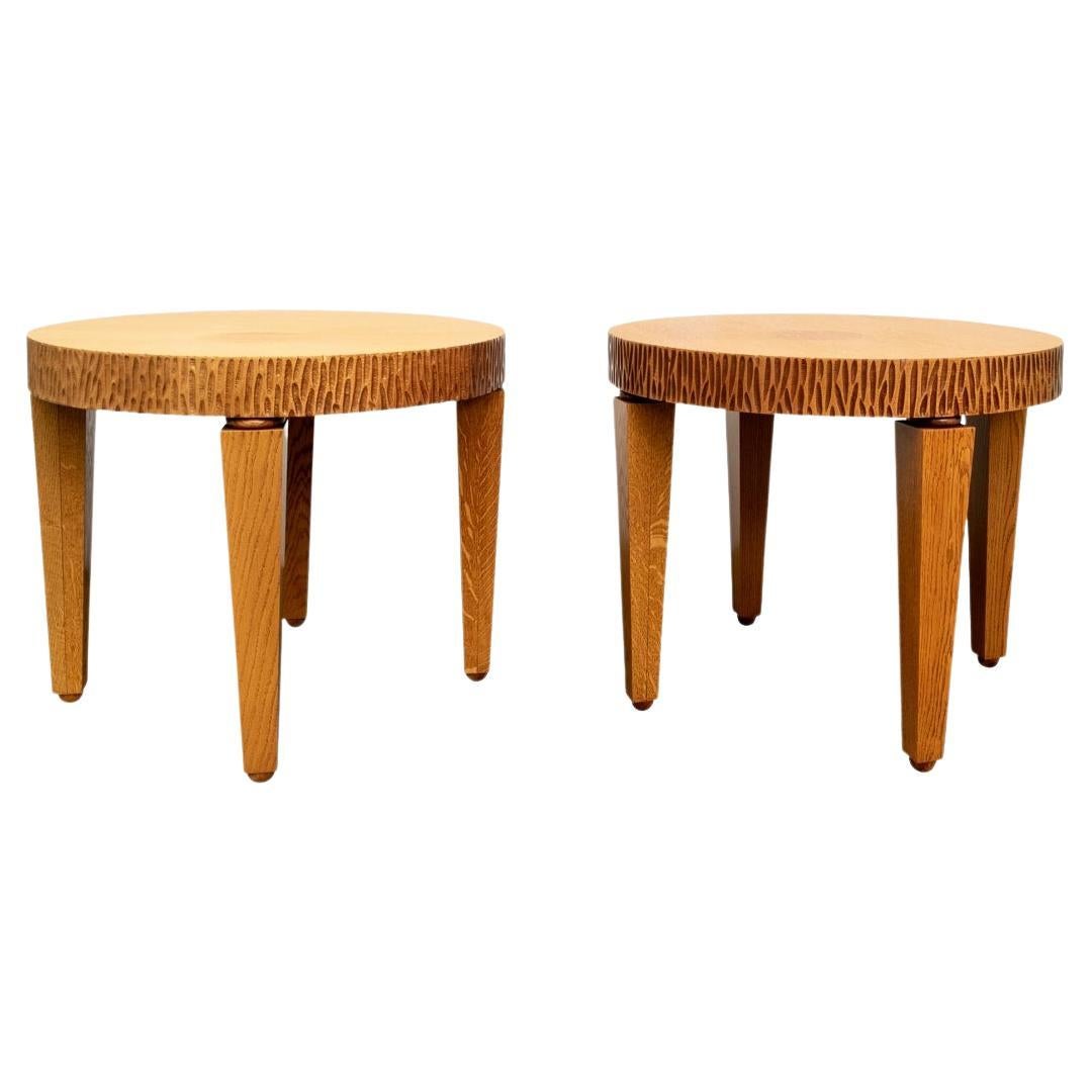 Pair of Round Scalloped Edge Side Tables For Sale at 1stDibs round