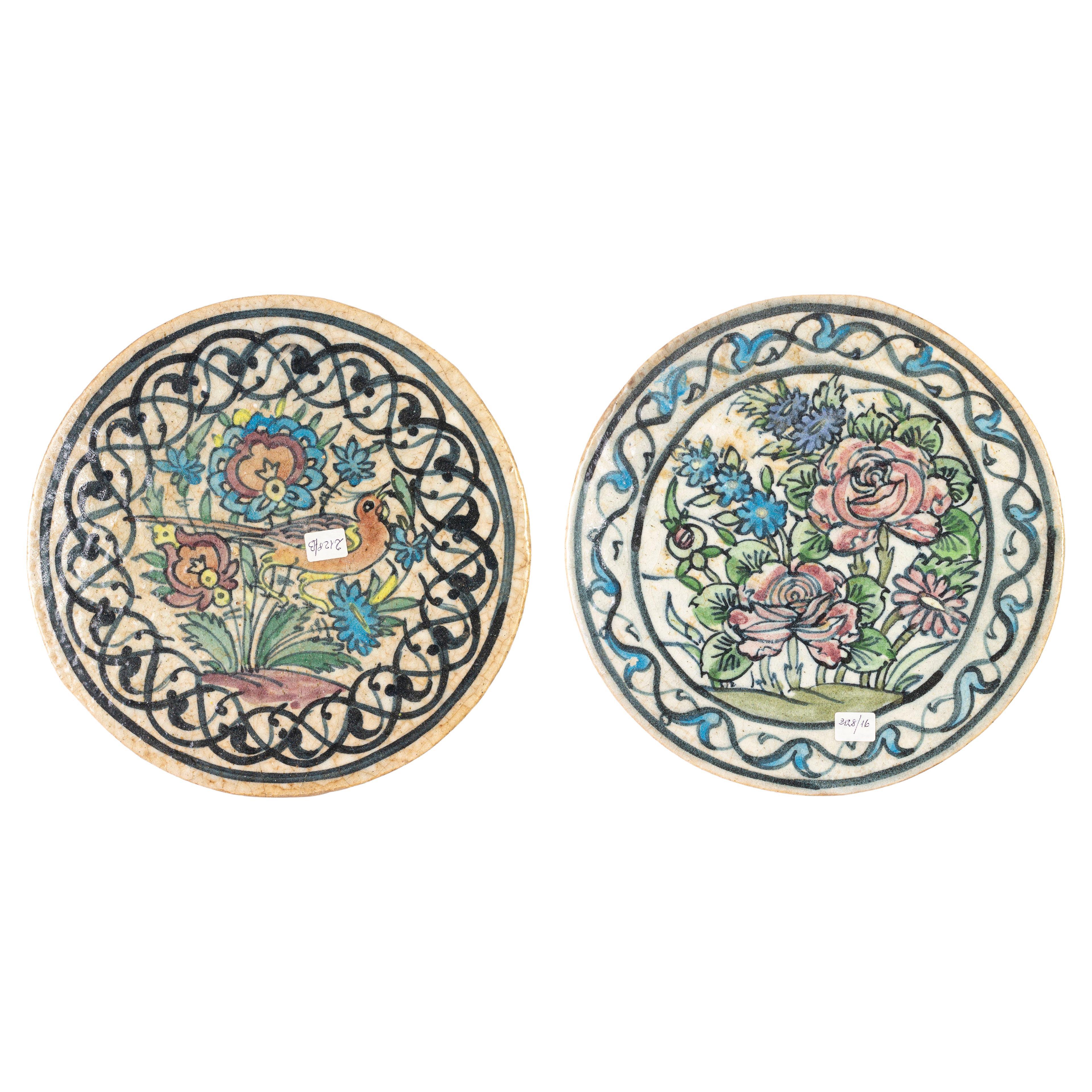 Pair of Round Old Tiles