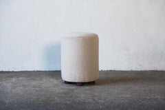 Pair of Round Ottomans / Footstools in Pure Alpaca