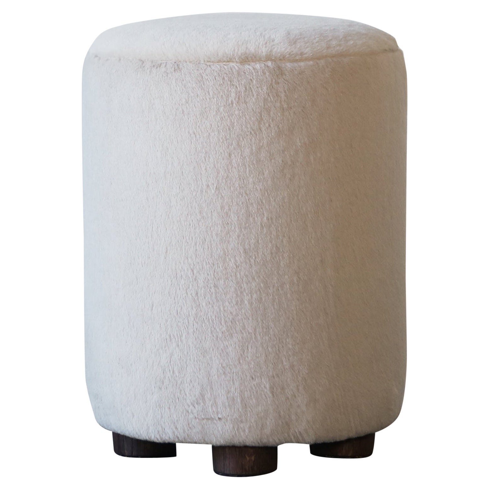 Paar runde Ottomane / Fußhocker aus reinem Alpaka im Angebot