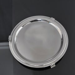 Pair of round post-war-modern silver salvers