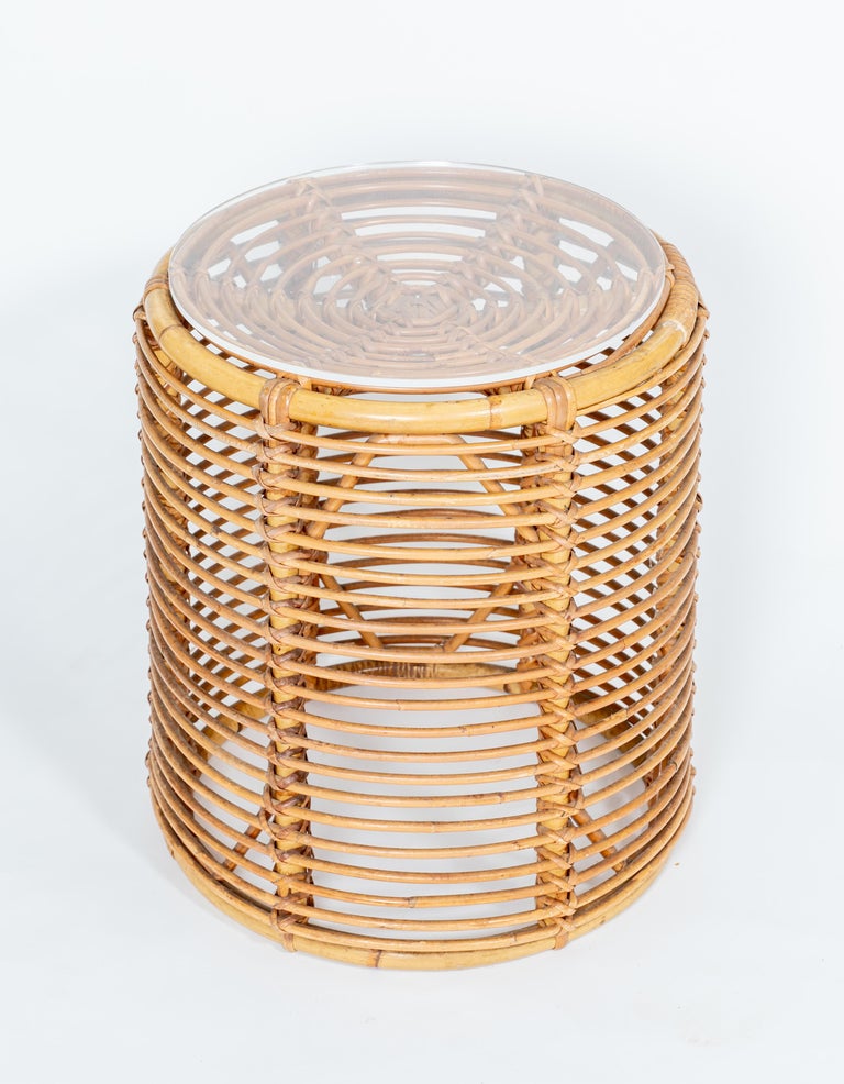 Pair of Round Rattan Ottomans at 1stDibs ottoman rattan, wicker