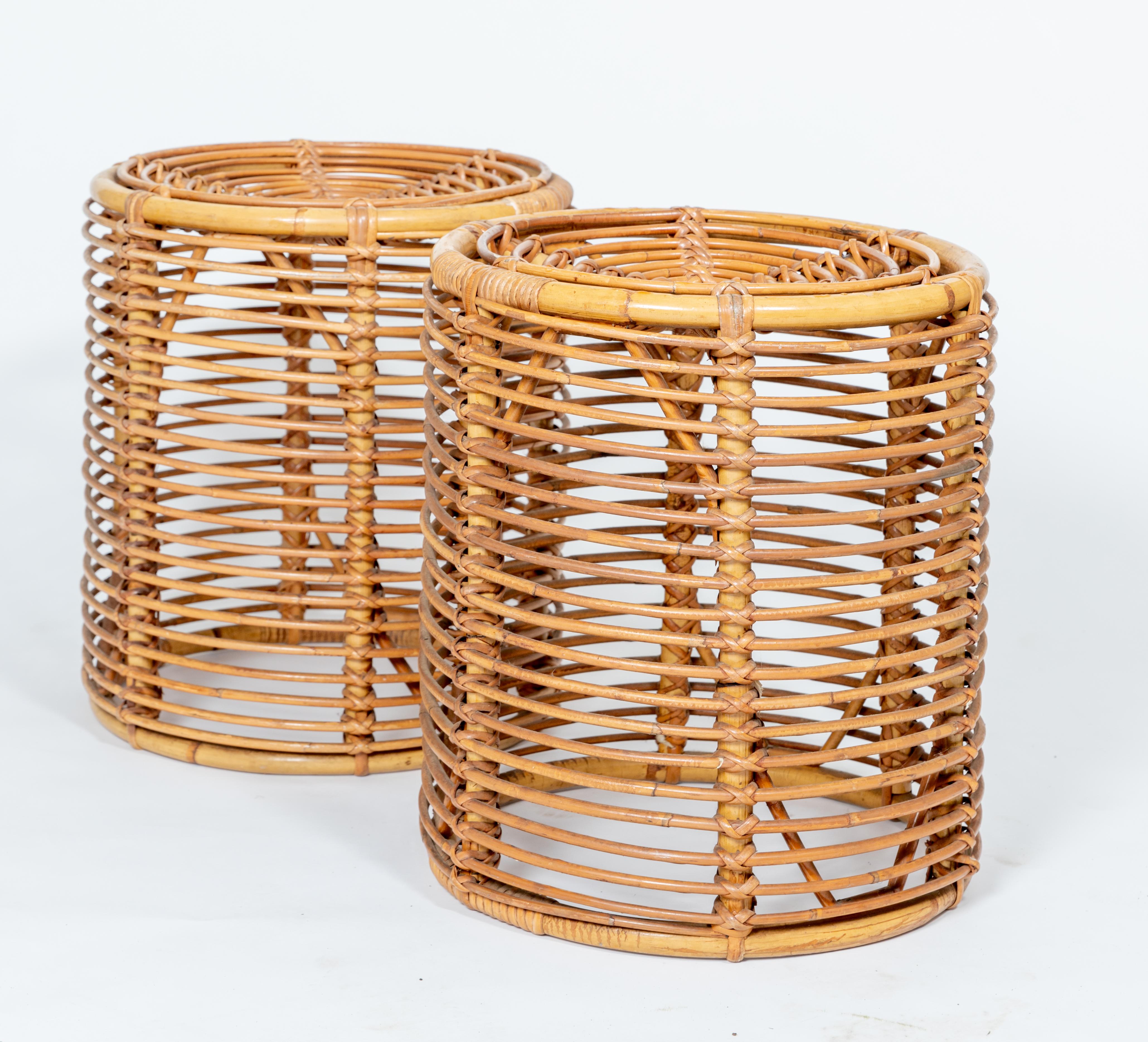 wicker ottomans