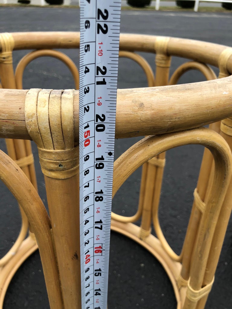 Pair of Round Rattan Tables Bases For Sale at 1stDibs