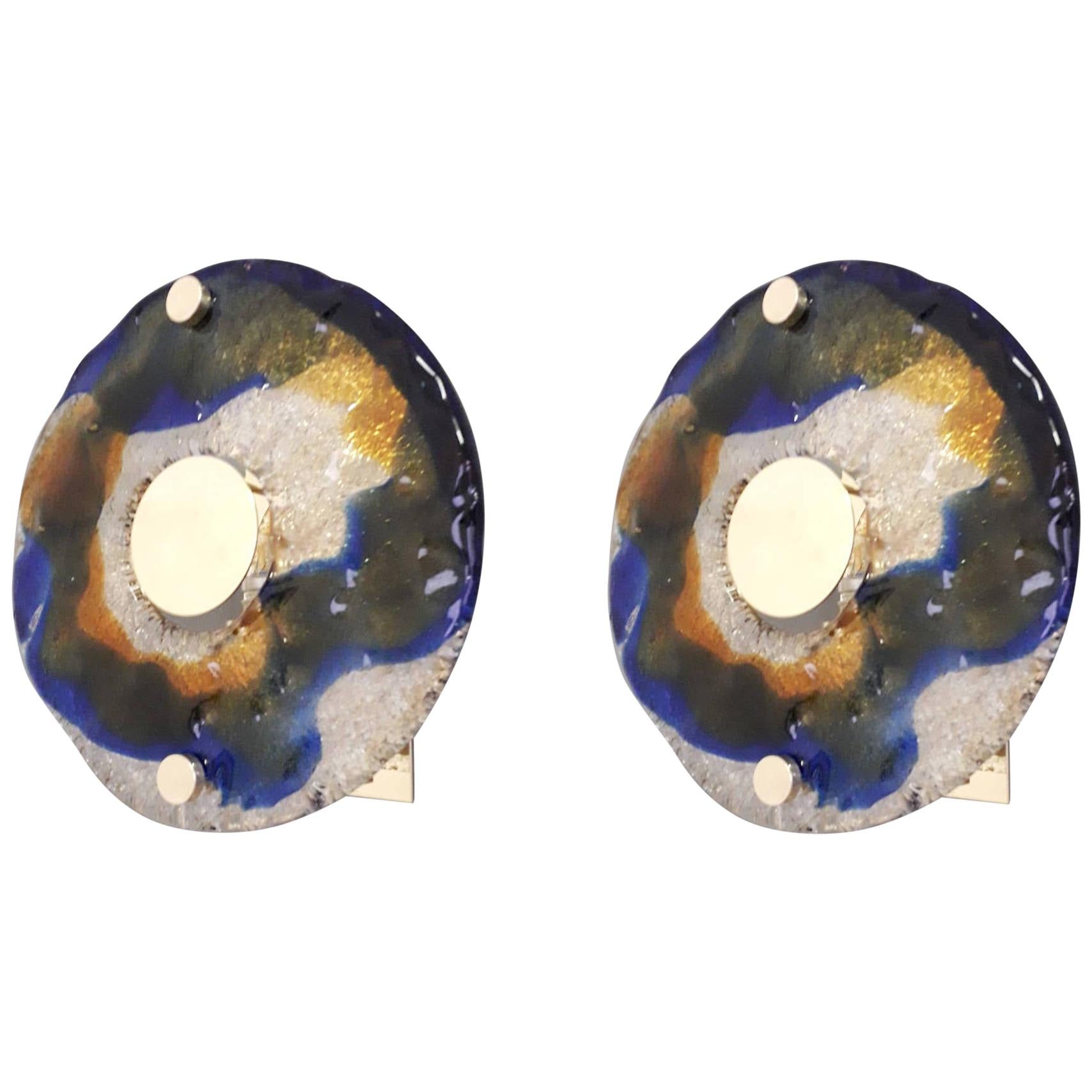 Paar runde Wandleuchter von Barovier e Toso, 2 Paare verfügbar