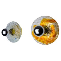 Coppia di appliques rotonde di Mazzega Murano in vetro smerigliato, Italia, 1970