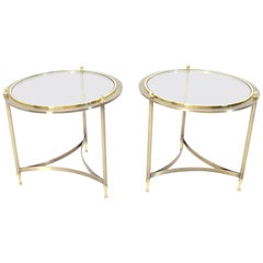 Paire de tables d'appoint rondes avec plateau en verre par DIA